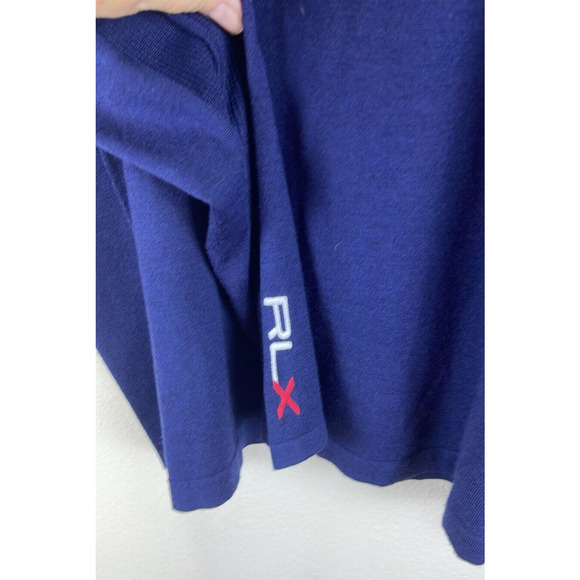 RLX RALPH LAUREN MEN'S HALF-ZIP MERINO WOOL NAVY BLUE SWEATER SIZE XL - Picture 4 of 10